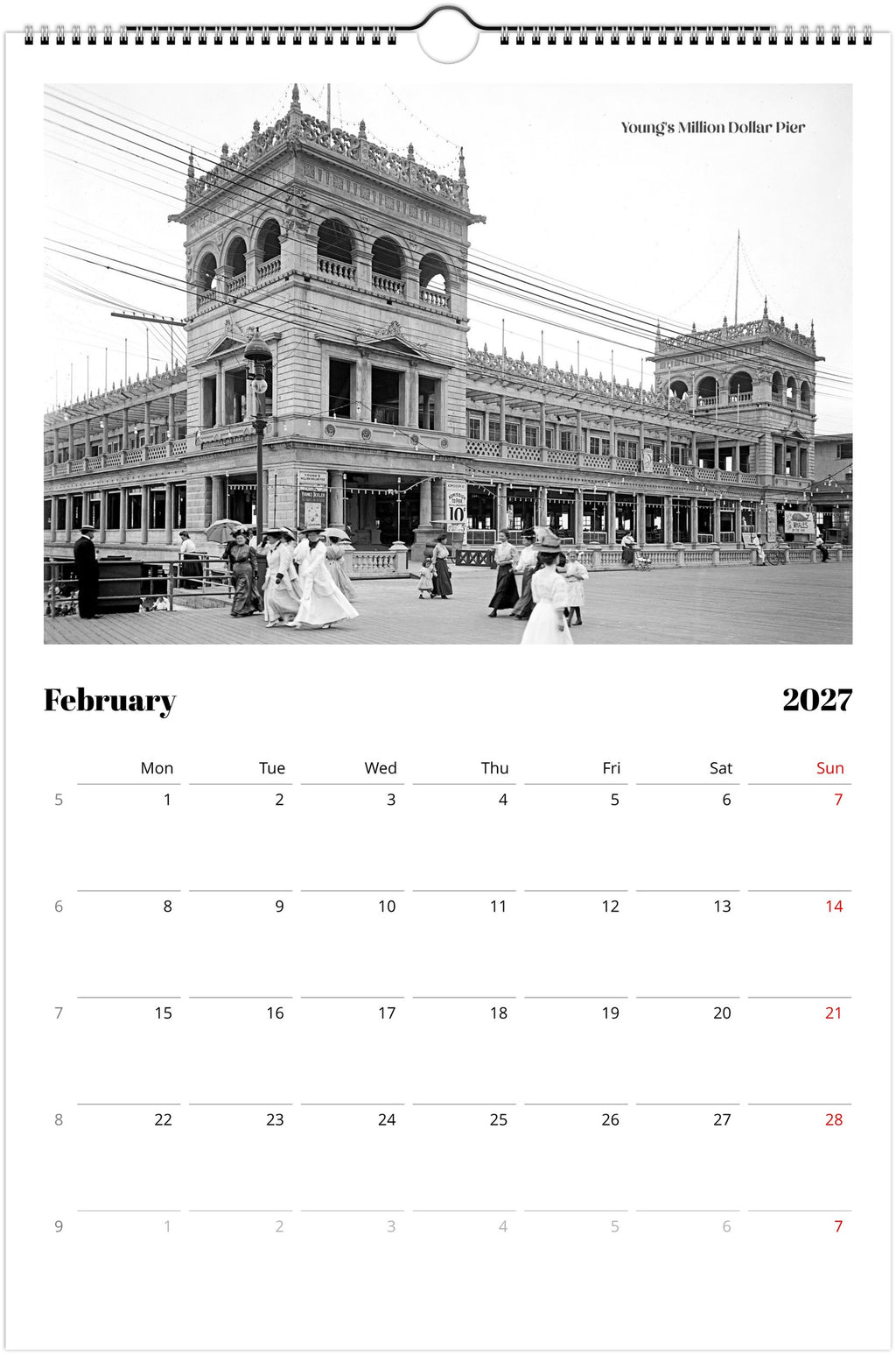 Historic Atlantic City amazing vintage Wall calendar 2027