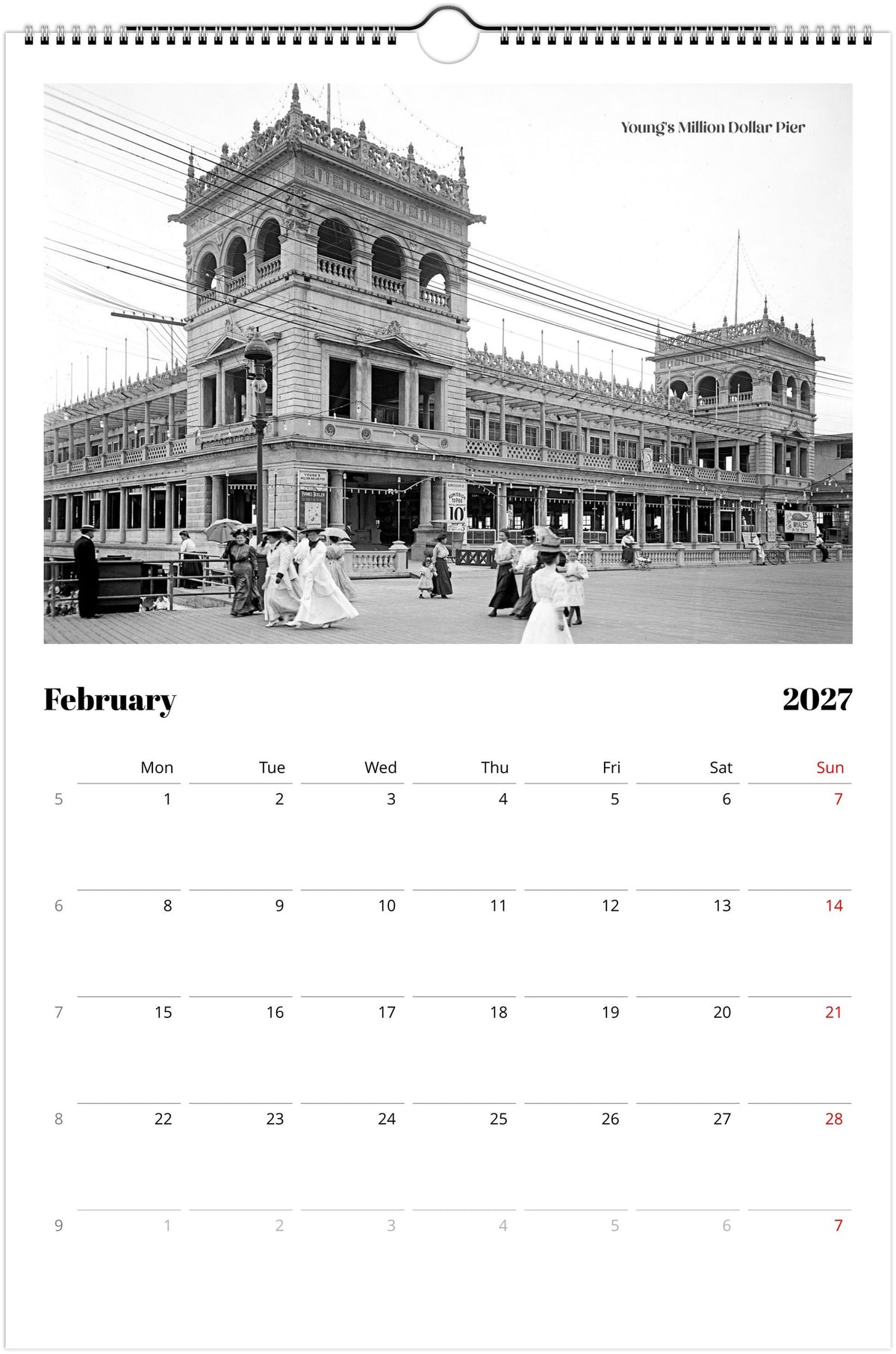Historic Atlantic City amazing vintage Wall calendar 2027