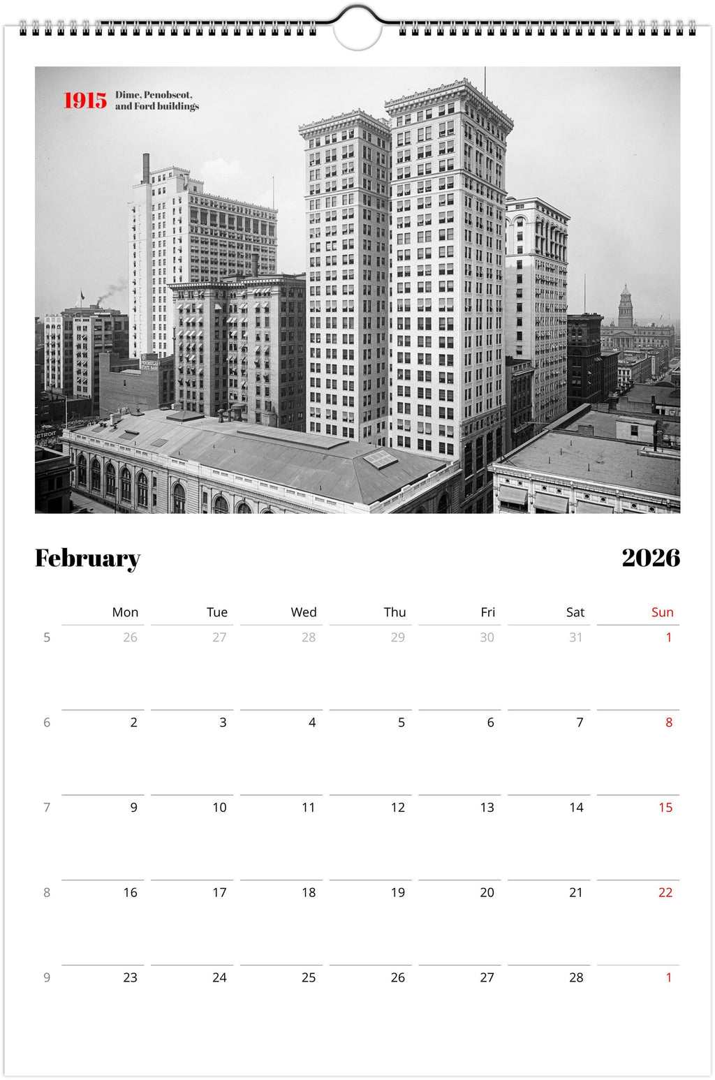 Historic Detroit - 2026 Wall Calendar