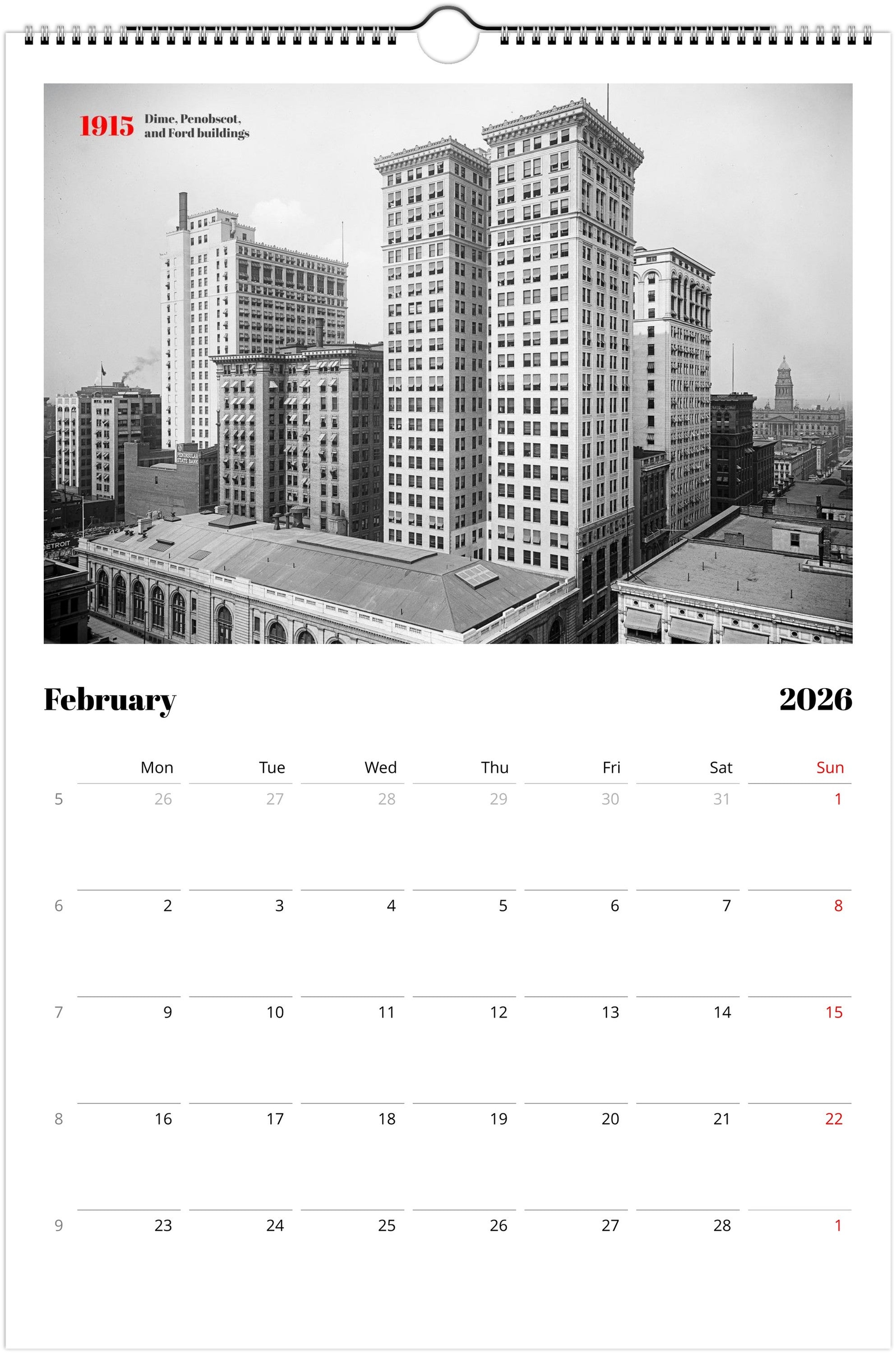 Historic Detroit - 2026 Wall Calendar