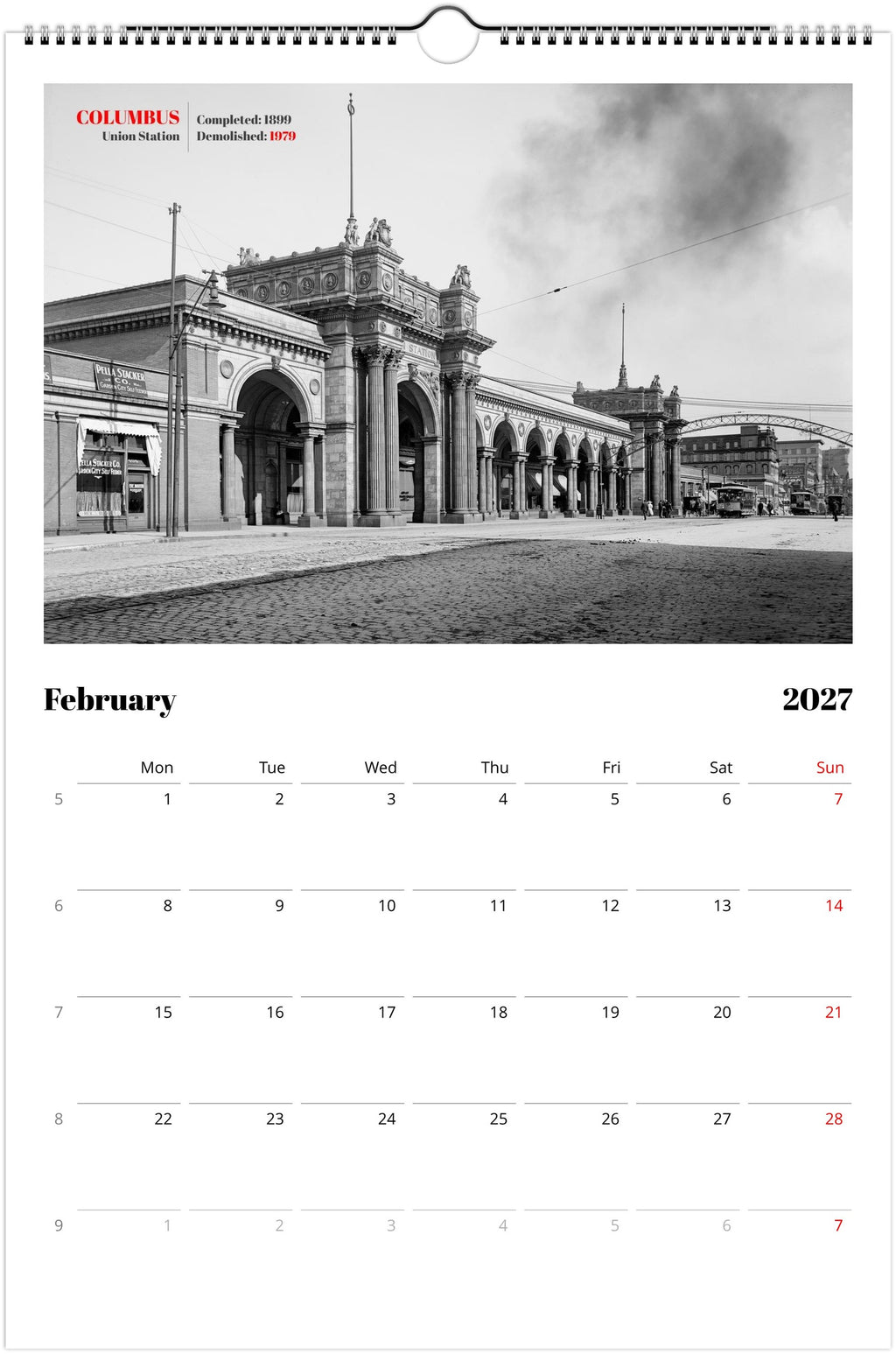 America’s Lost Landmarks - Wall calendar 2027 for architects and historians