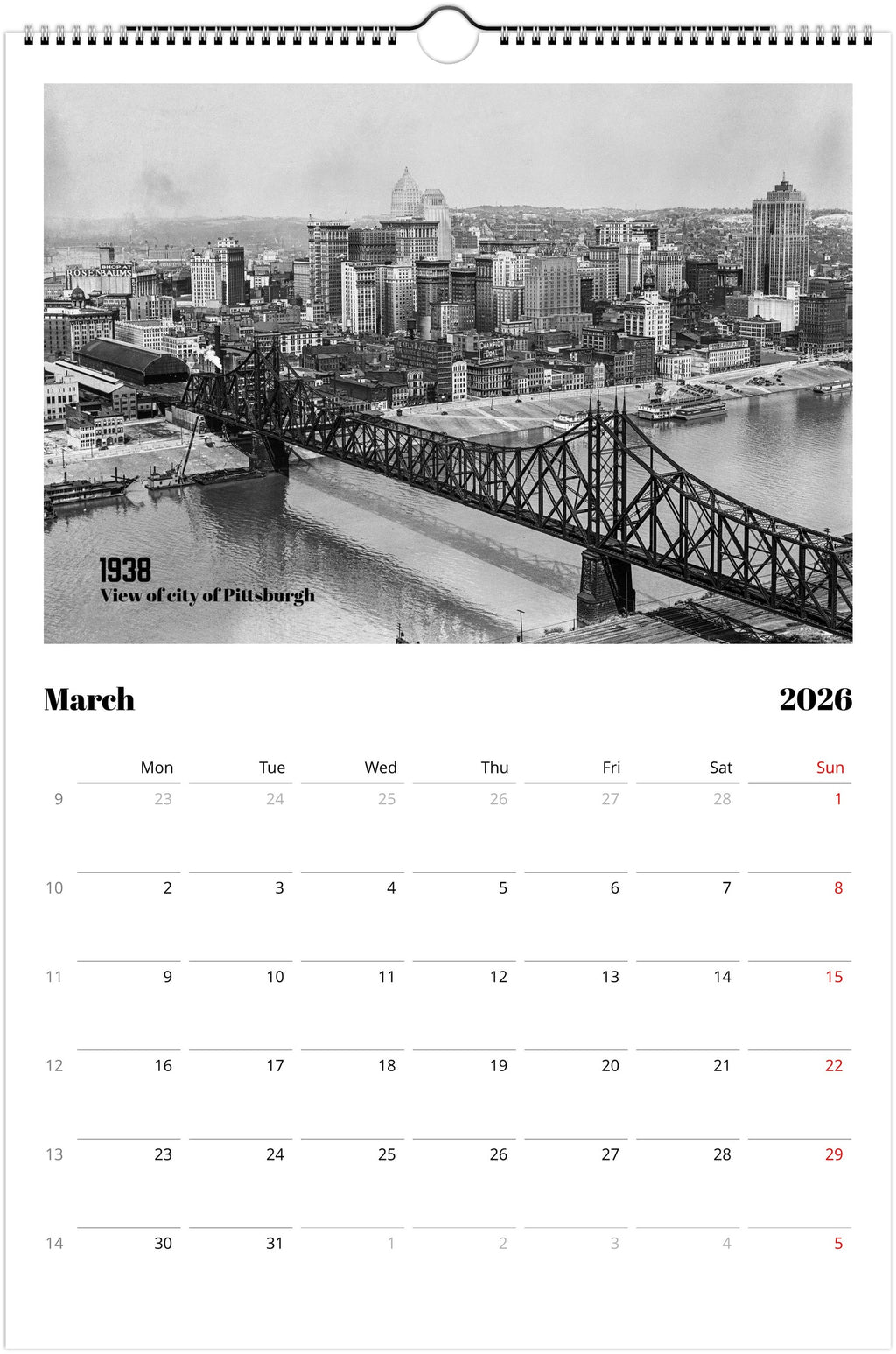 Historic Pittsburgh - 2026 Wall Calendar