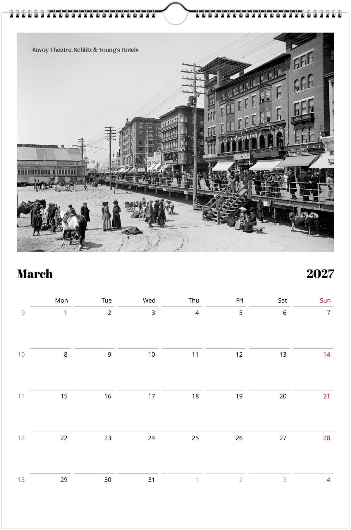 Historic Atlantic City amazing vintage Wall calendar 2027