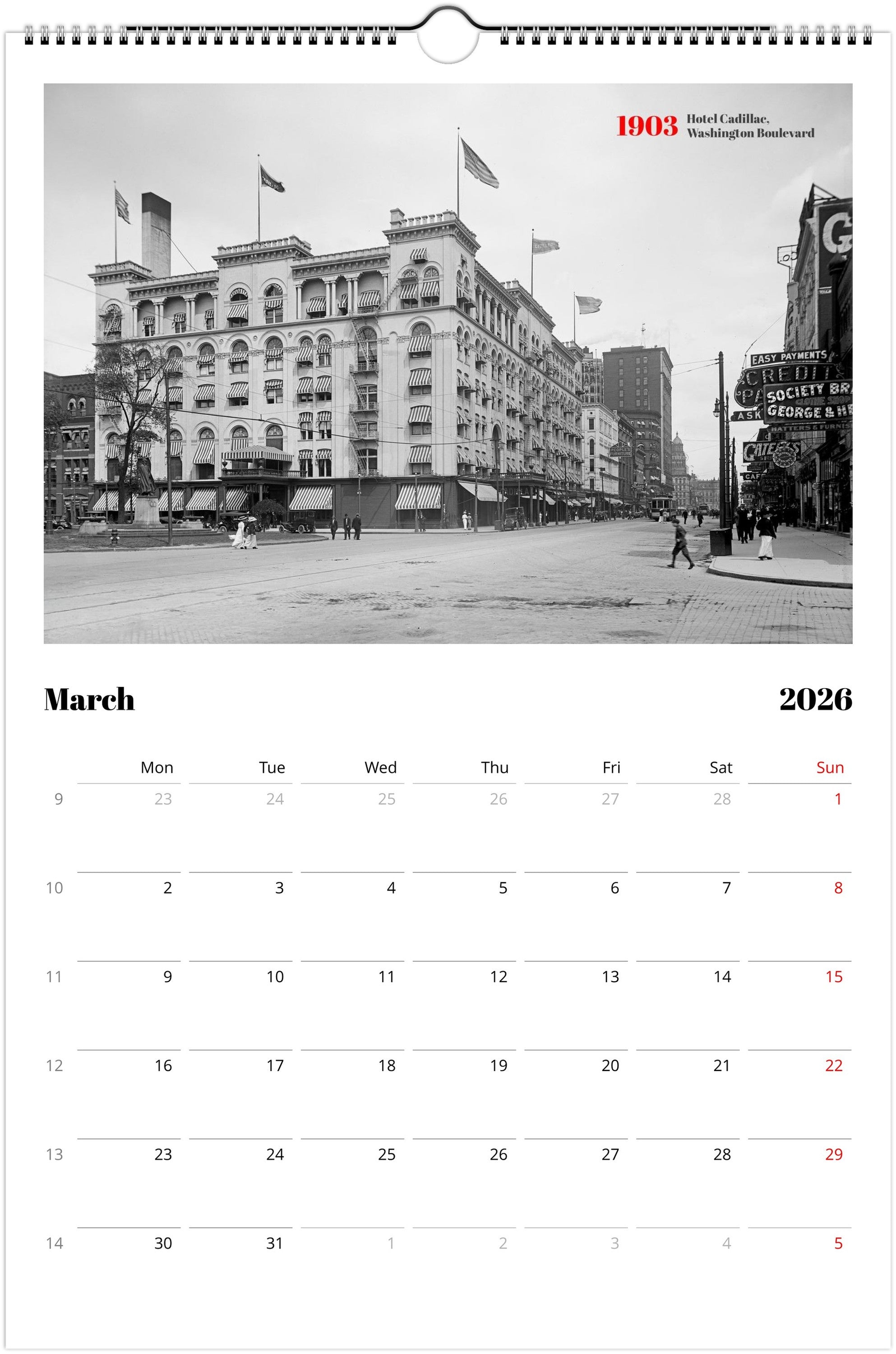 Historic Detroit - 2026 Wall Calendar