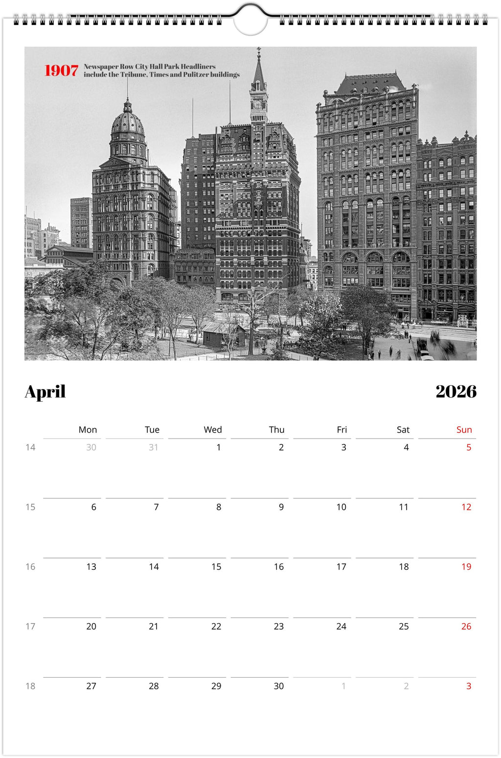 Historic New York - Wall calendar 2026