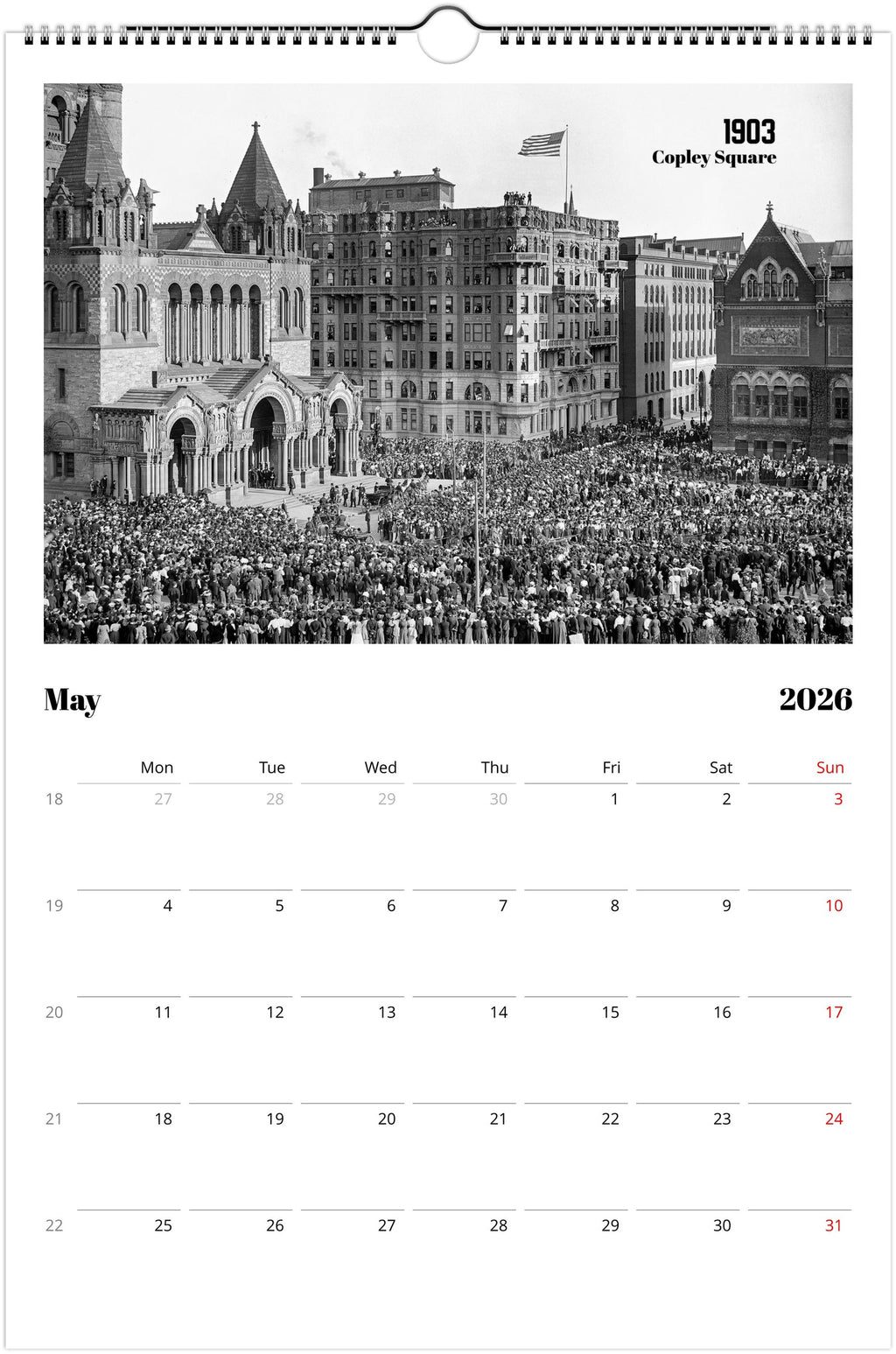 Historic Boston - 2026 Wall Calendar