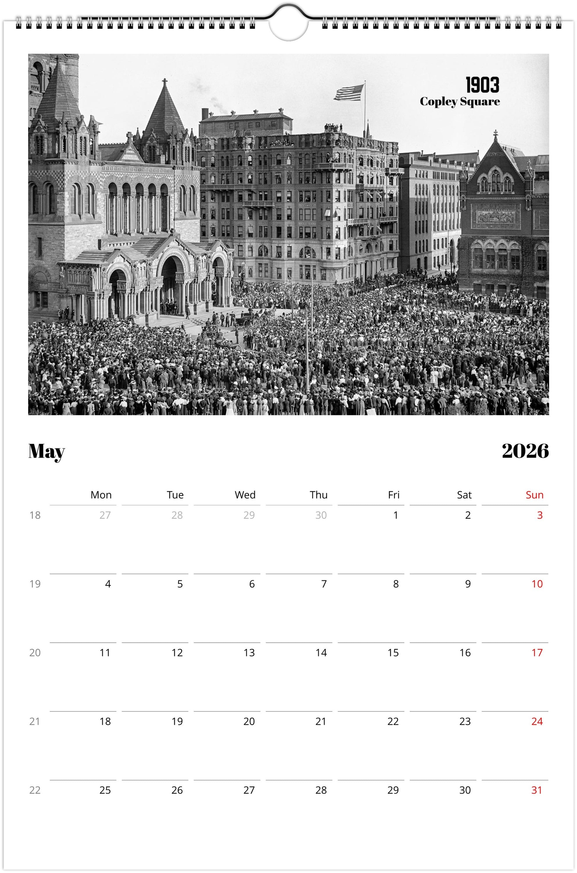 Historic Boston - 2026 Wall Calendar