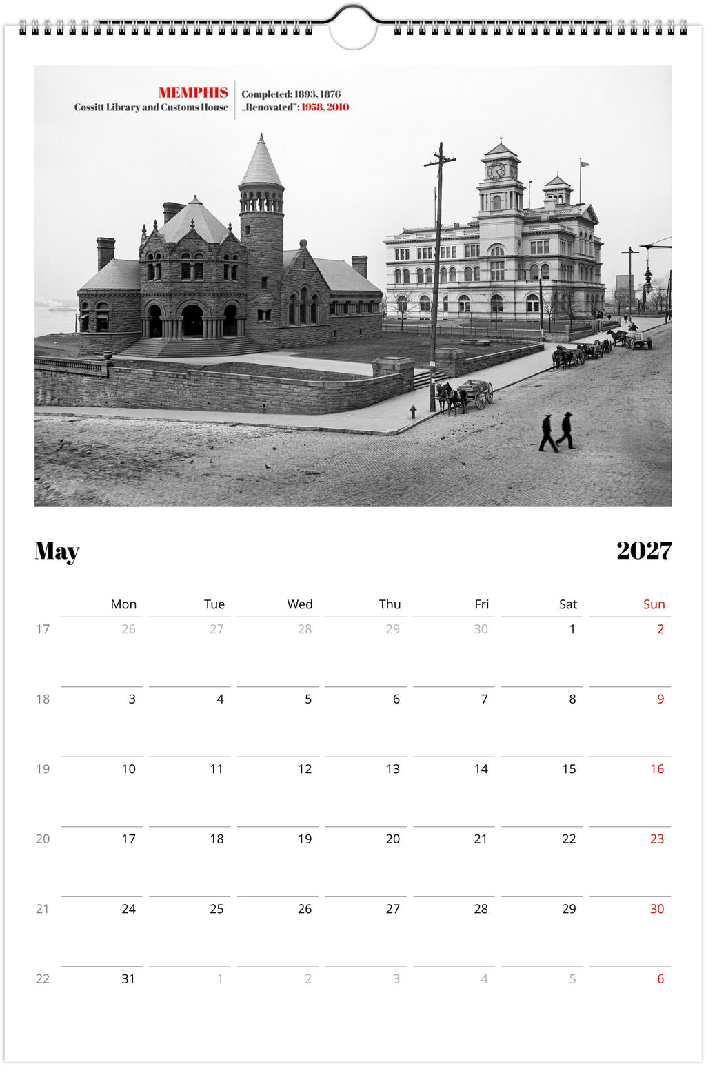 America’s Lost Landmarks - Wall calendar 2027 for architects and historians