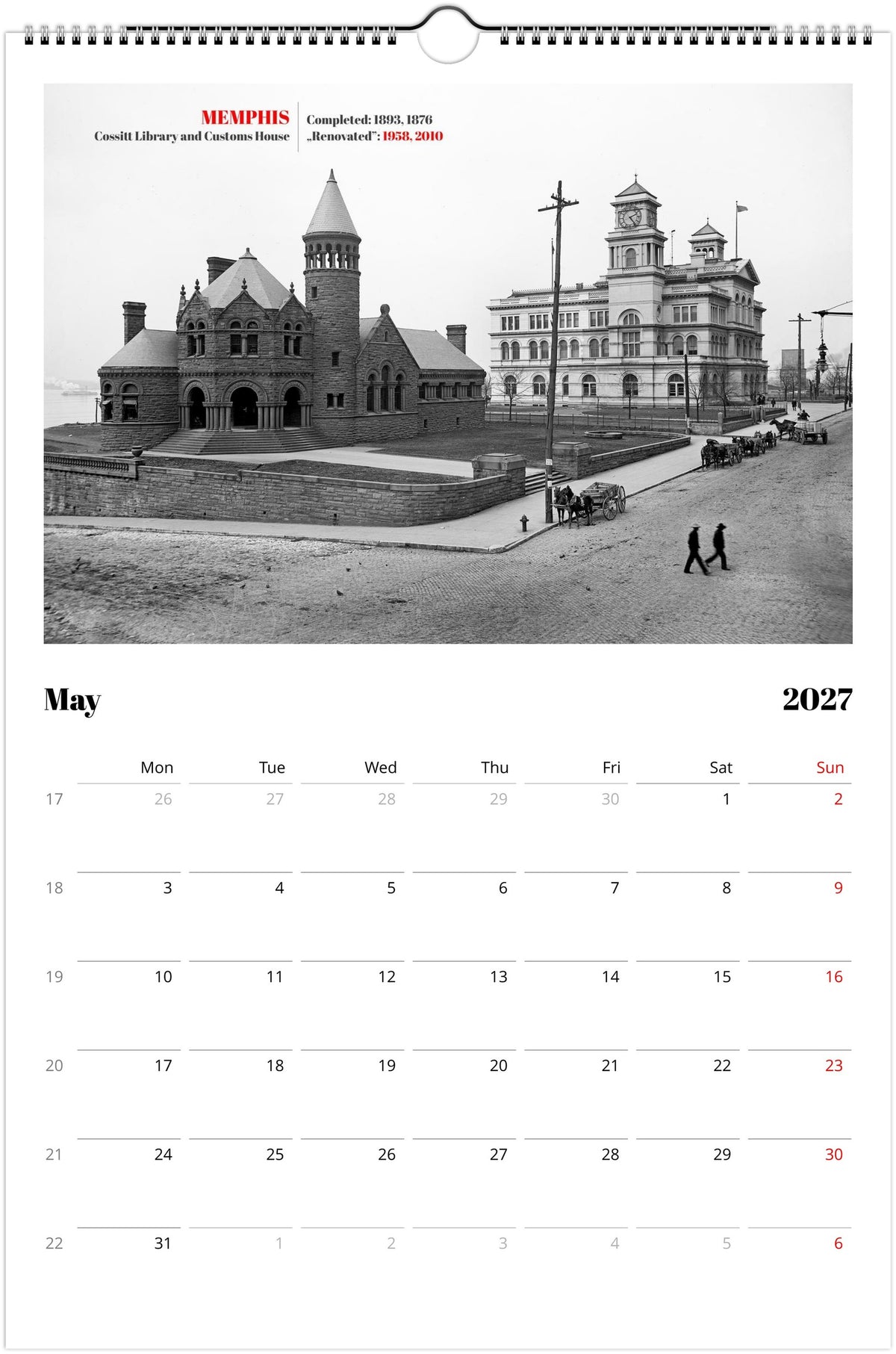 America’s Lost Landmarks - Wall calendar 2027 for architects and historians