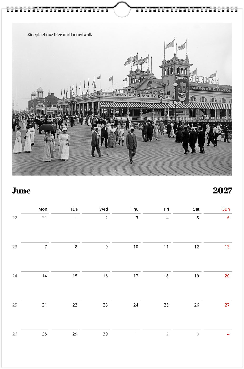 Historic Atlantic City amazing vintage Wall calendar 2027