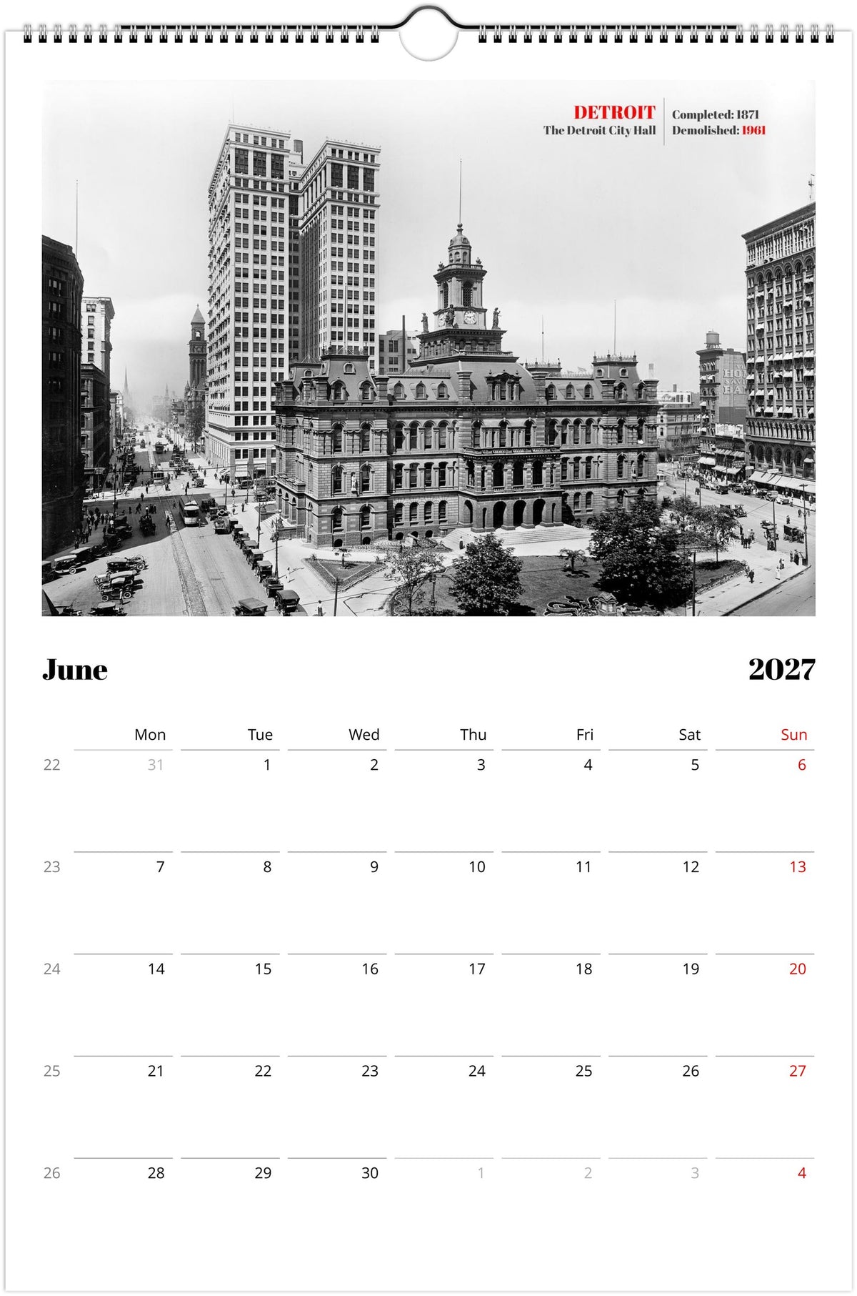 America’s Lost Landmarks - Wall calendar 2027 for architects and historians