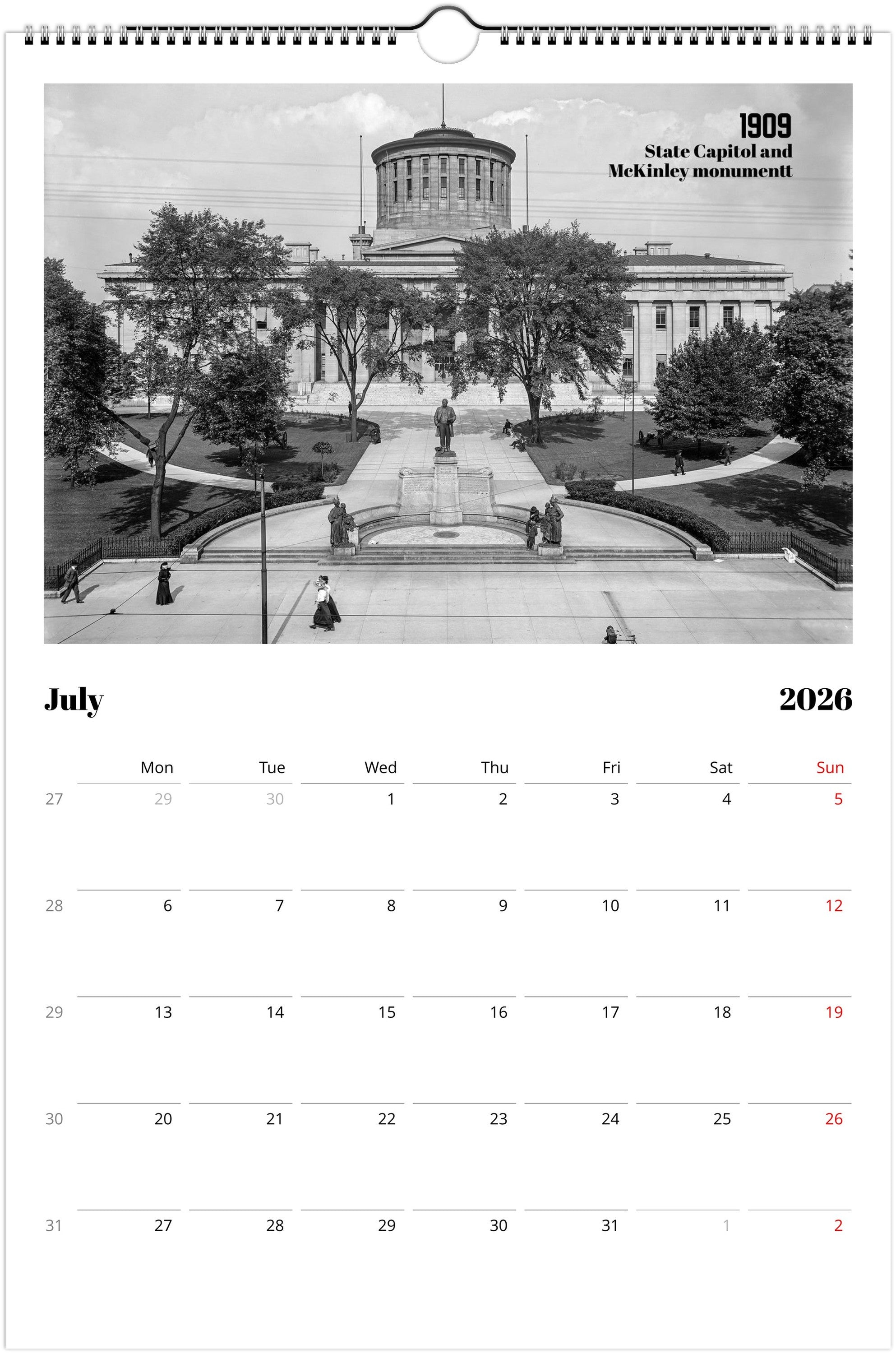 Historic Columbus, Ohio - 2026 Wall Calendar