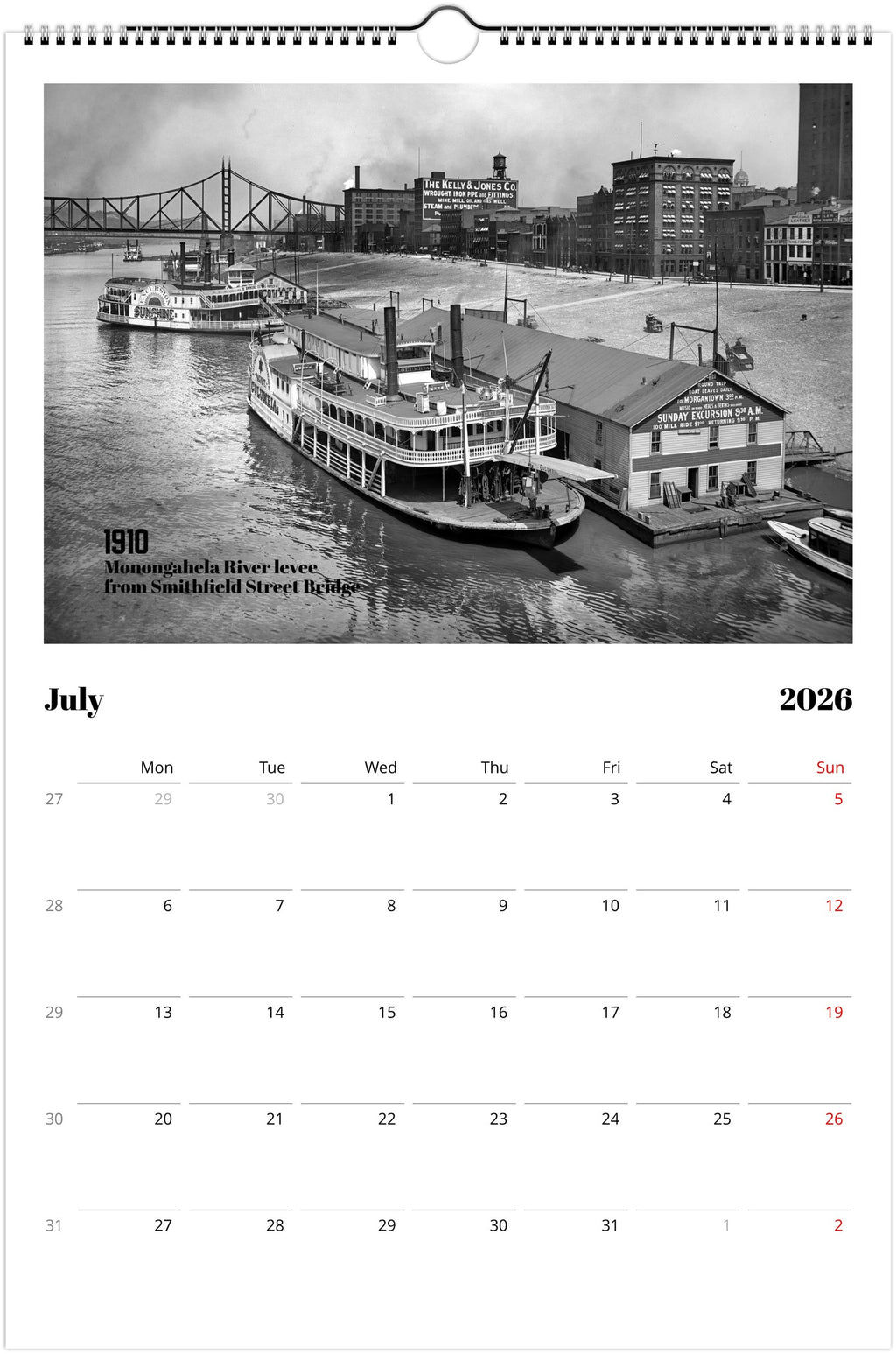 Historic Pittsburgh - 2026 Wall Calendar