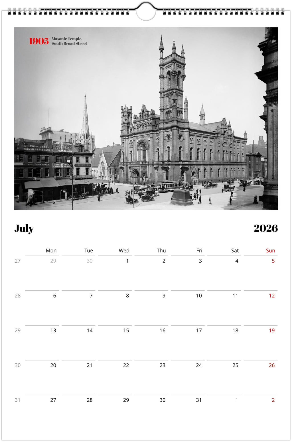 Historic Philadelphia - 2026 Wall Calendar