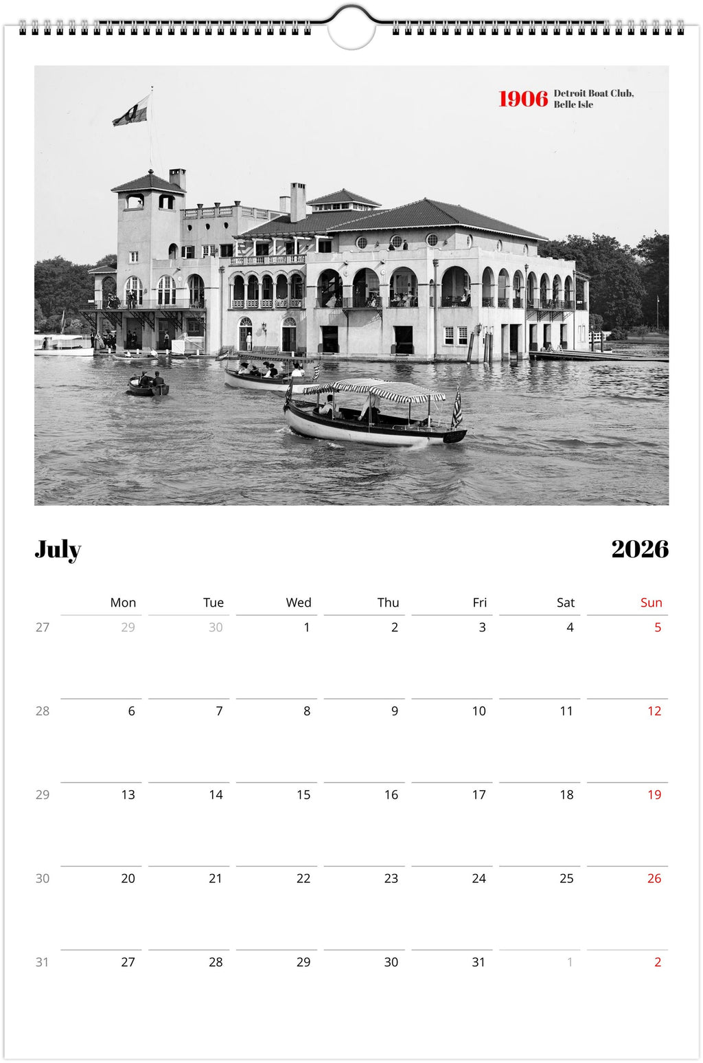 Historic Detroit - 2026 Wall Calendar