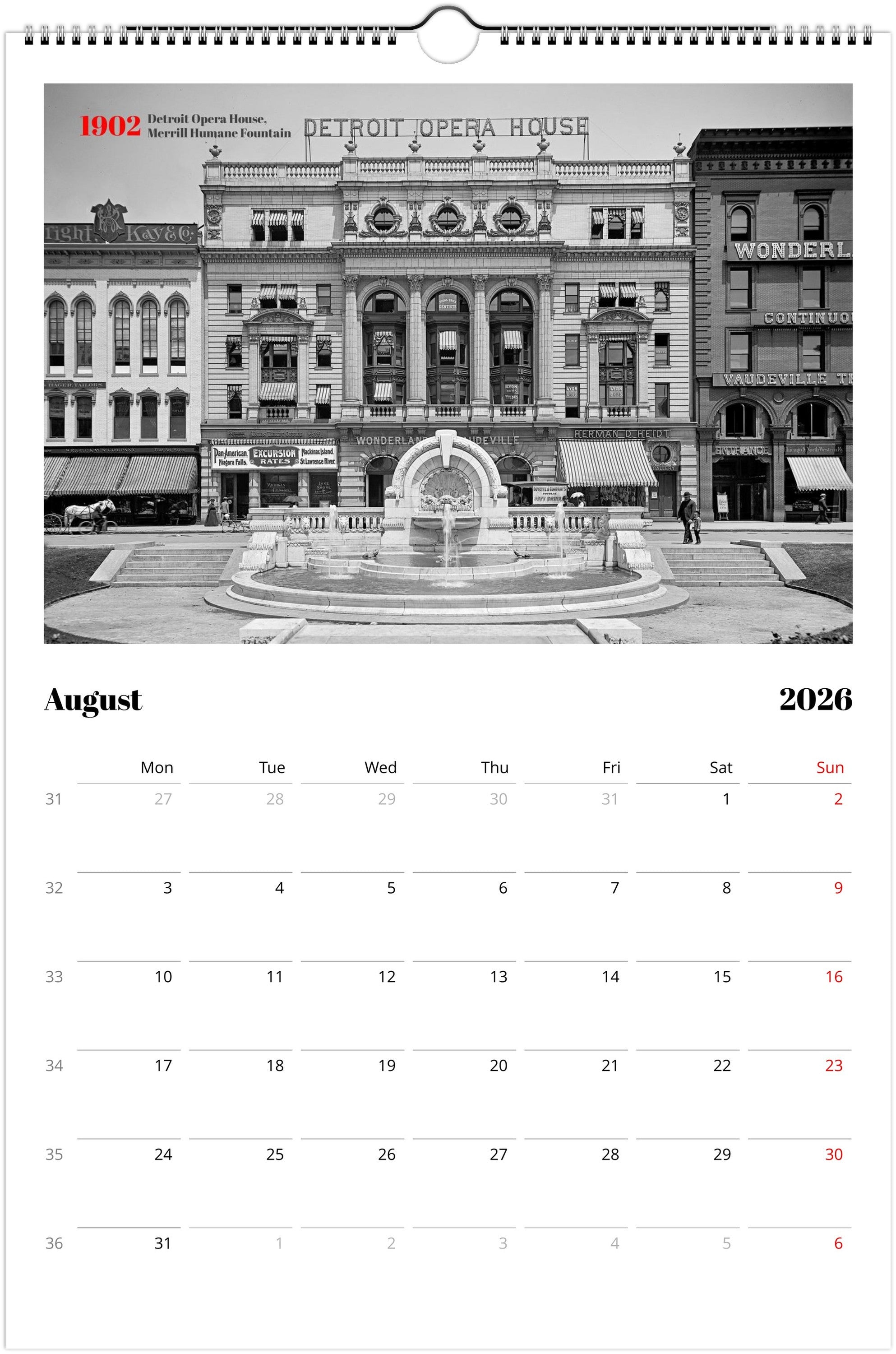 Historic Detroit - 2026 Wall Calendar