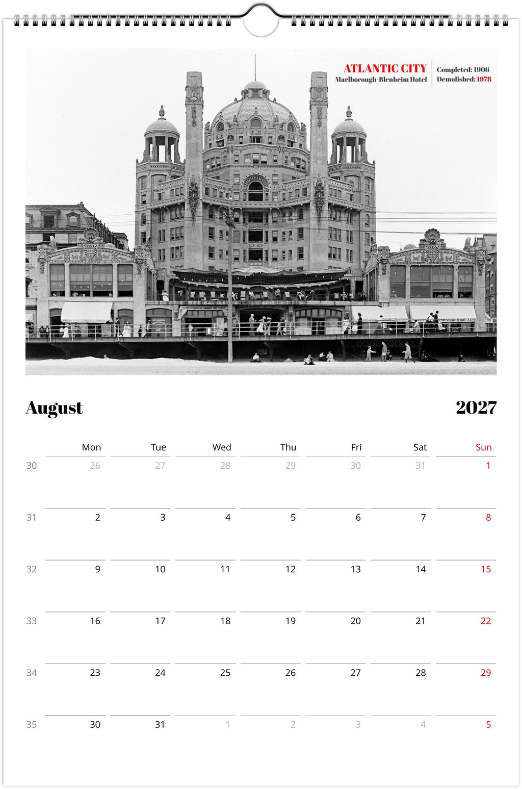 America’s Lost Landmarks - Wall calendar 2027 for architects and historians