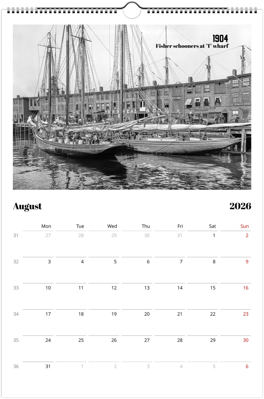 Historic Boston - 2026 Wall Calendar