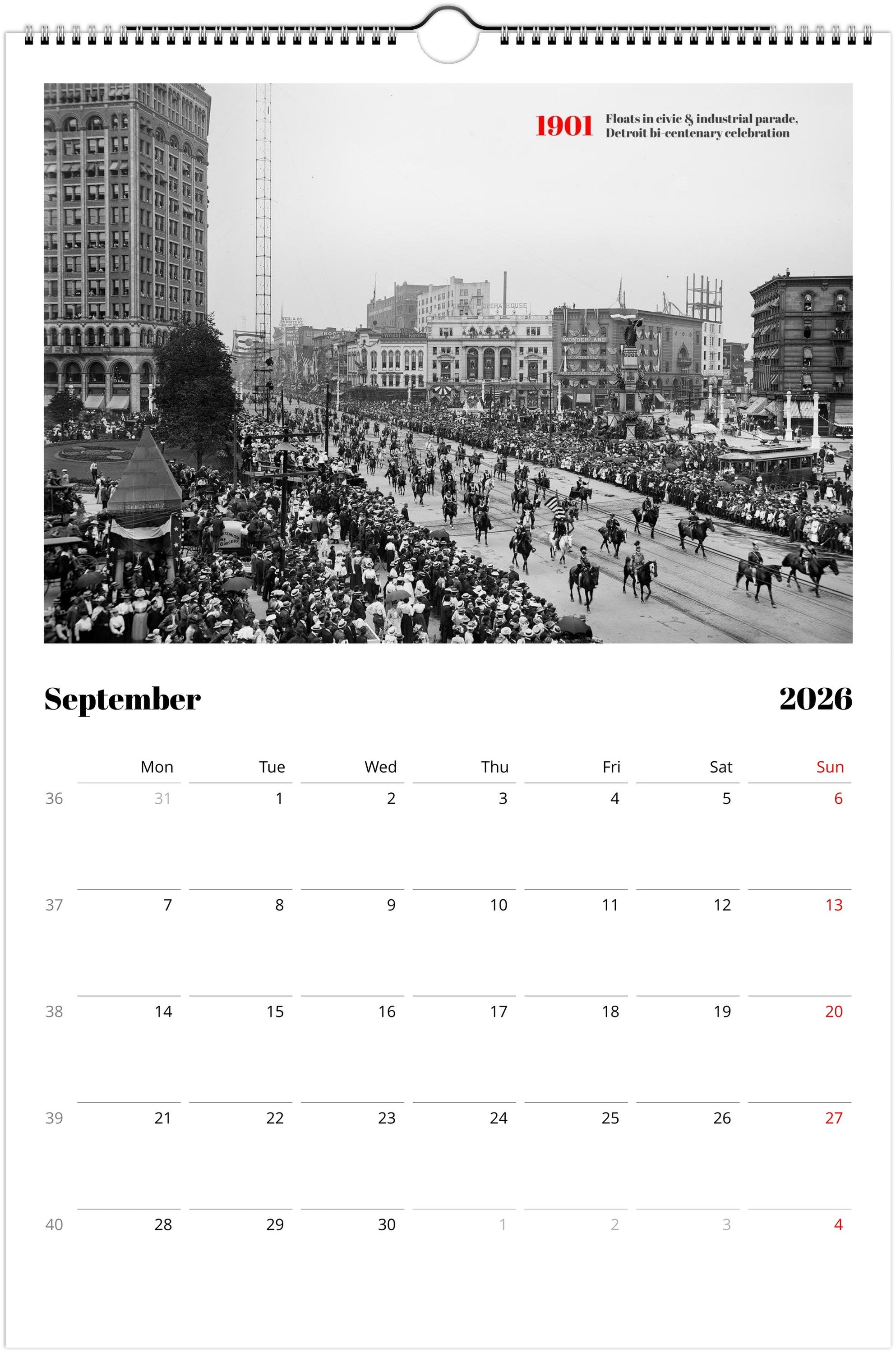 Historic Detroit - 2026 Wall Calendar