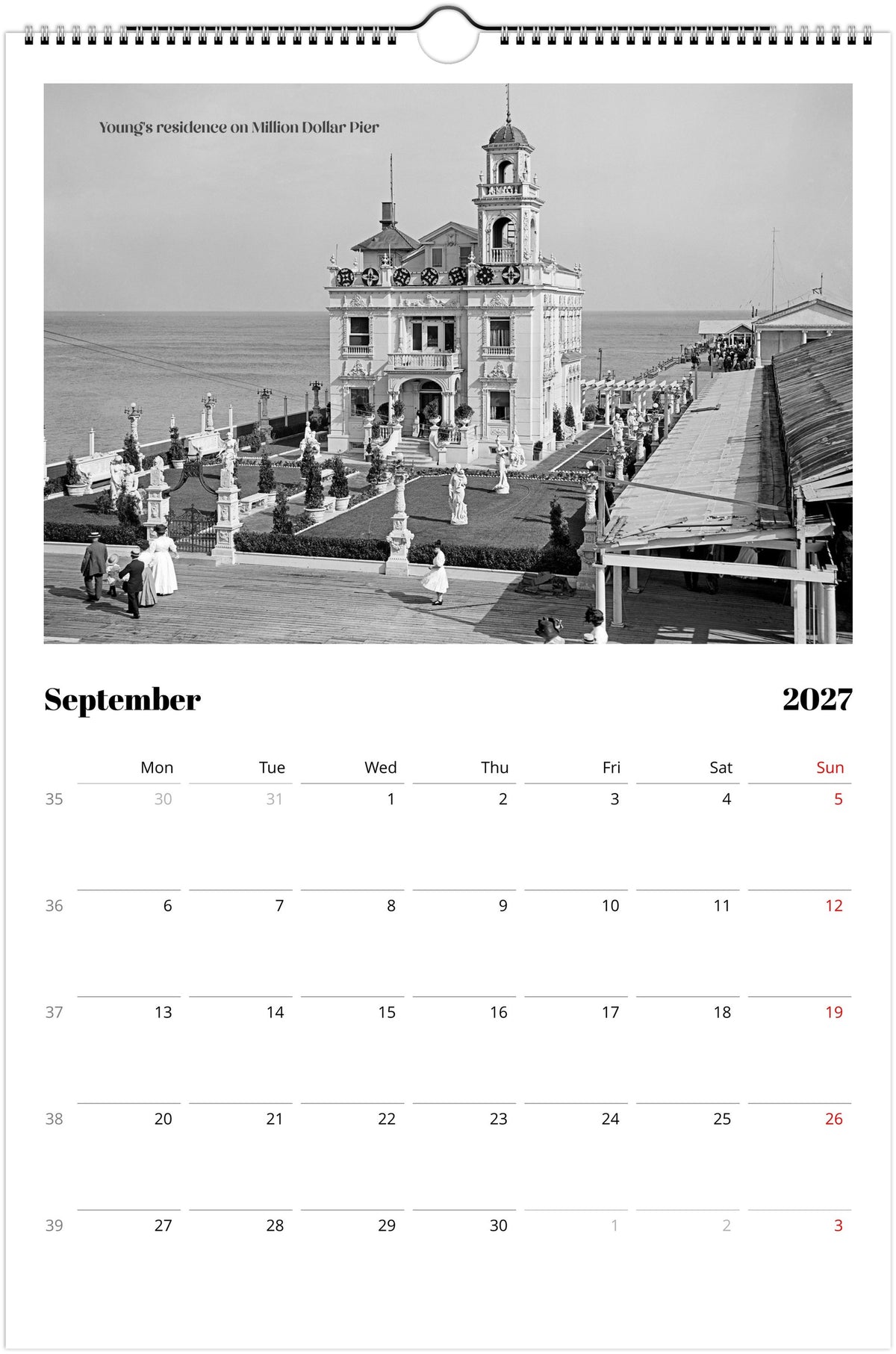 Historic Atlantic City amazing vintage Wall calendar 2027