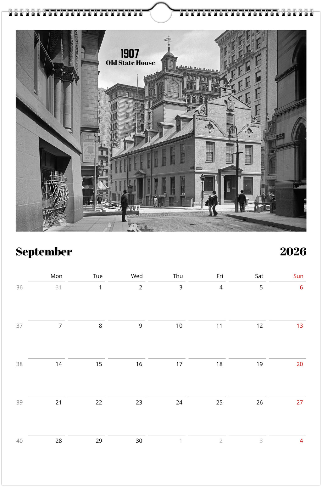 Historic Boston - 2026 Wall Calendar